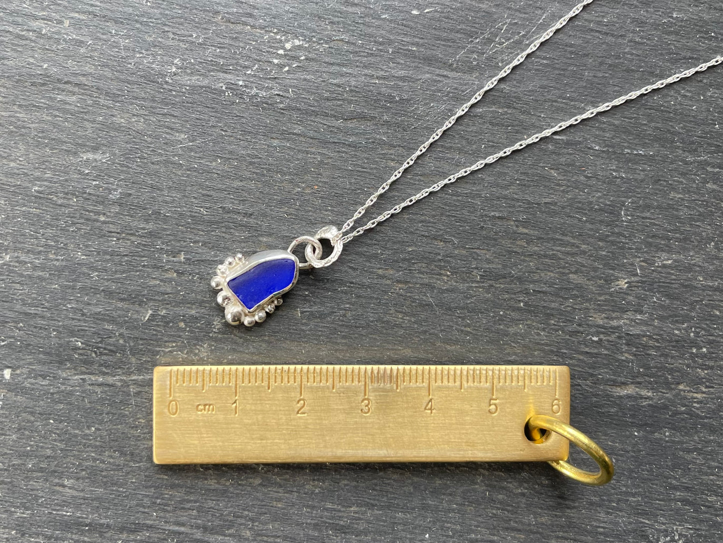 Rare Cobalt Blue Sea Glass Pendant - Natural Devonshire Sea Glass