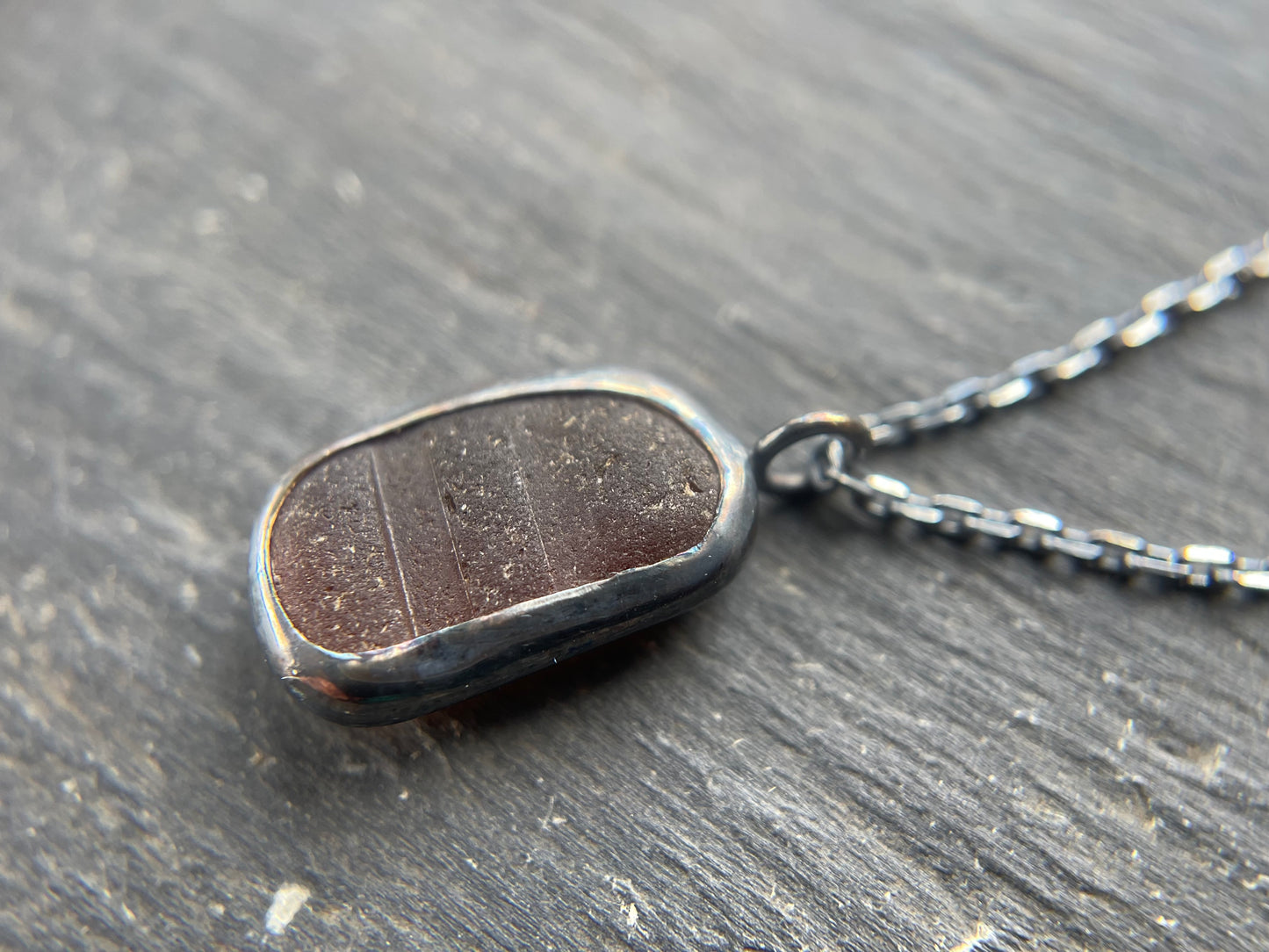 Amber Sea Glass Pendant - Natural Devon Sea Glass