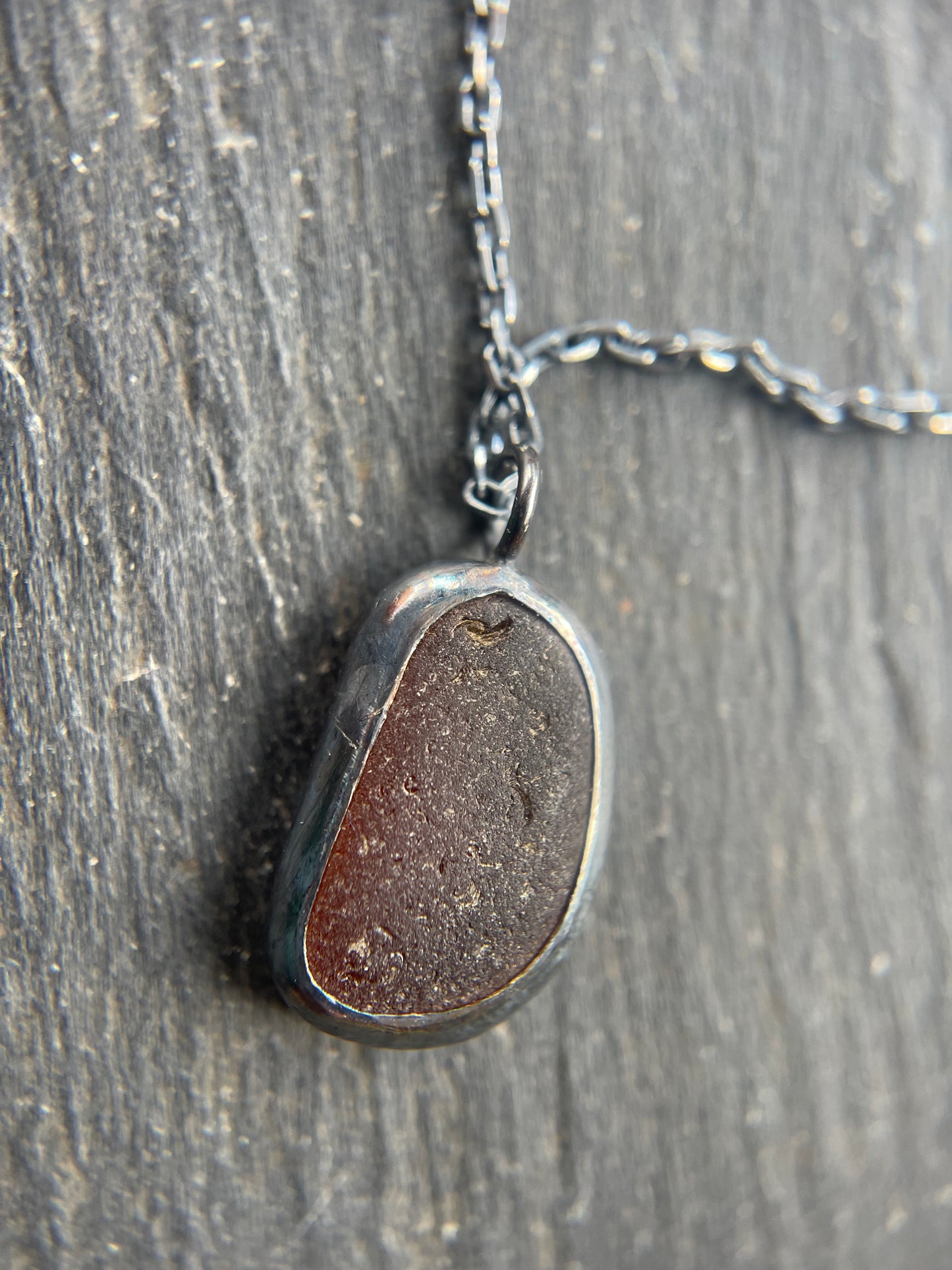 Amber Sea Glass Pendant - Natural Devon Sea Glass