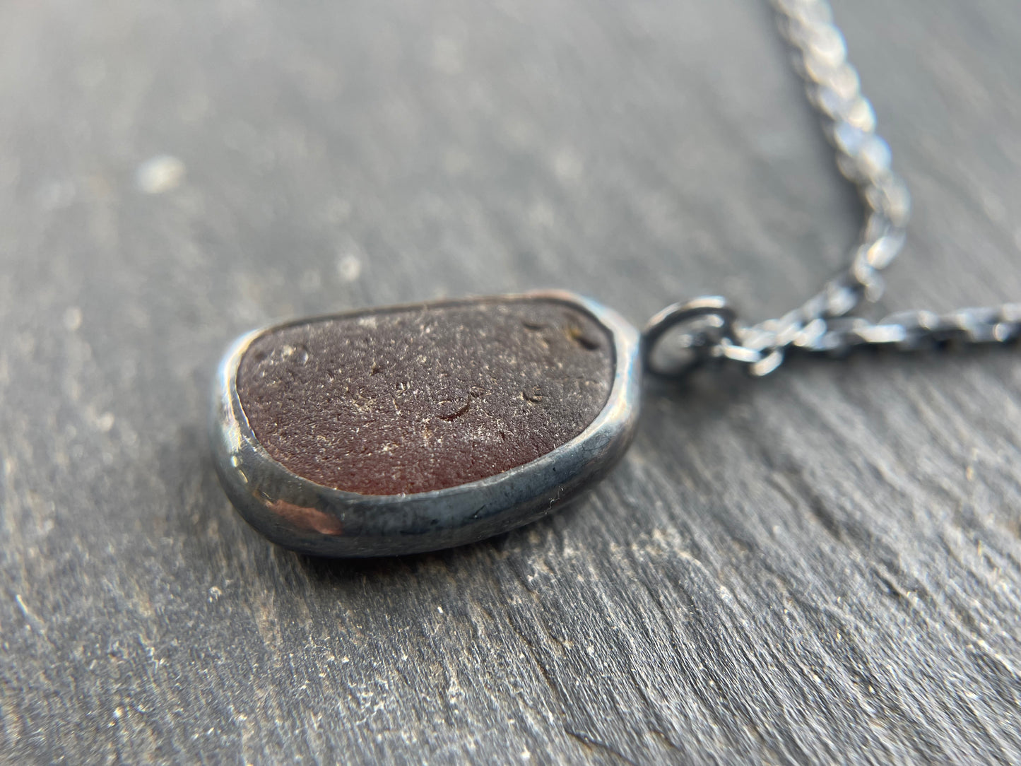 Amber Sea Glass Pendant - Natural Devon Sea Glass
