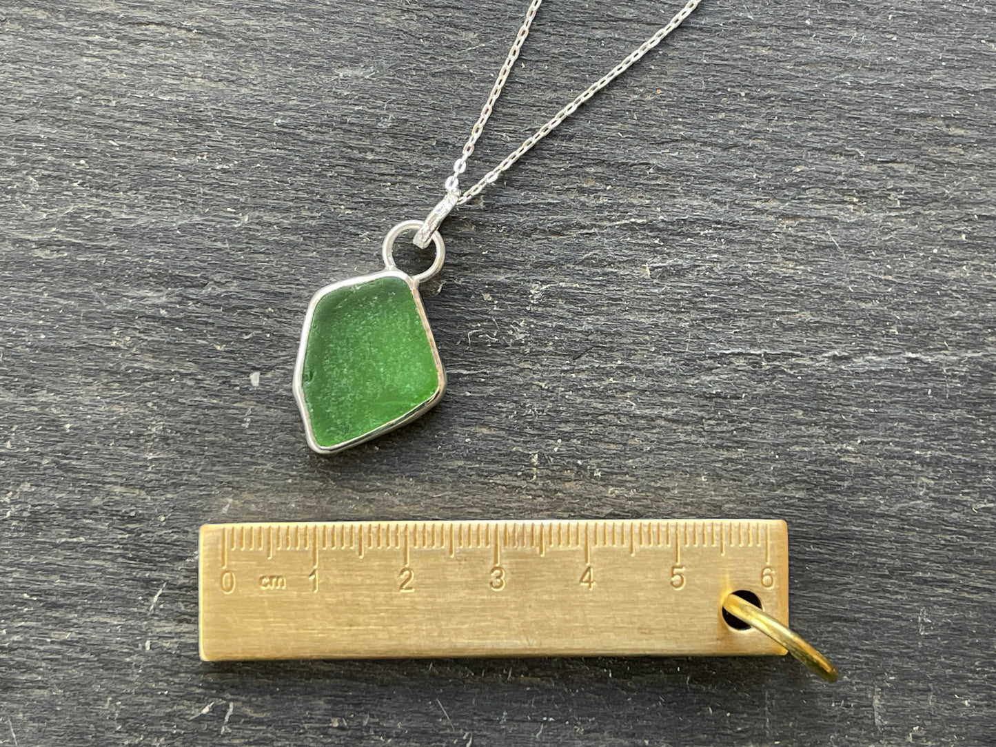 Green Sea Glass Pendant - Natural Devonshire Sea Glass