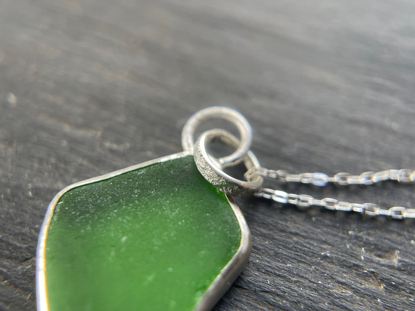 Green Sea Glass Pendant - Natural Devonshire Sea Glass