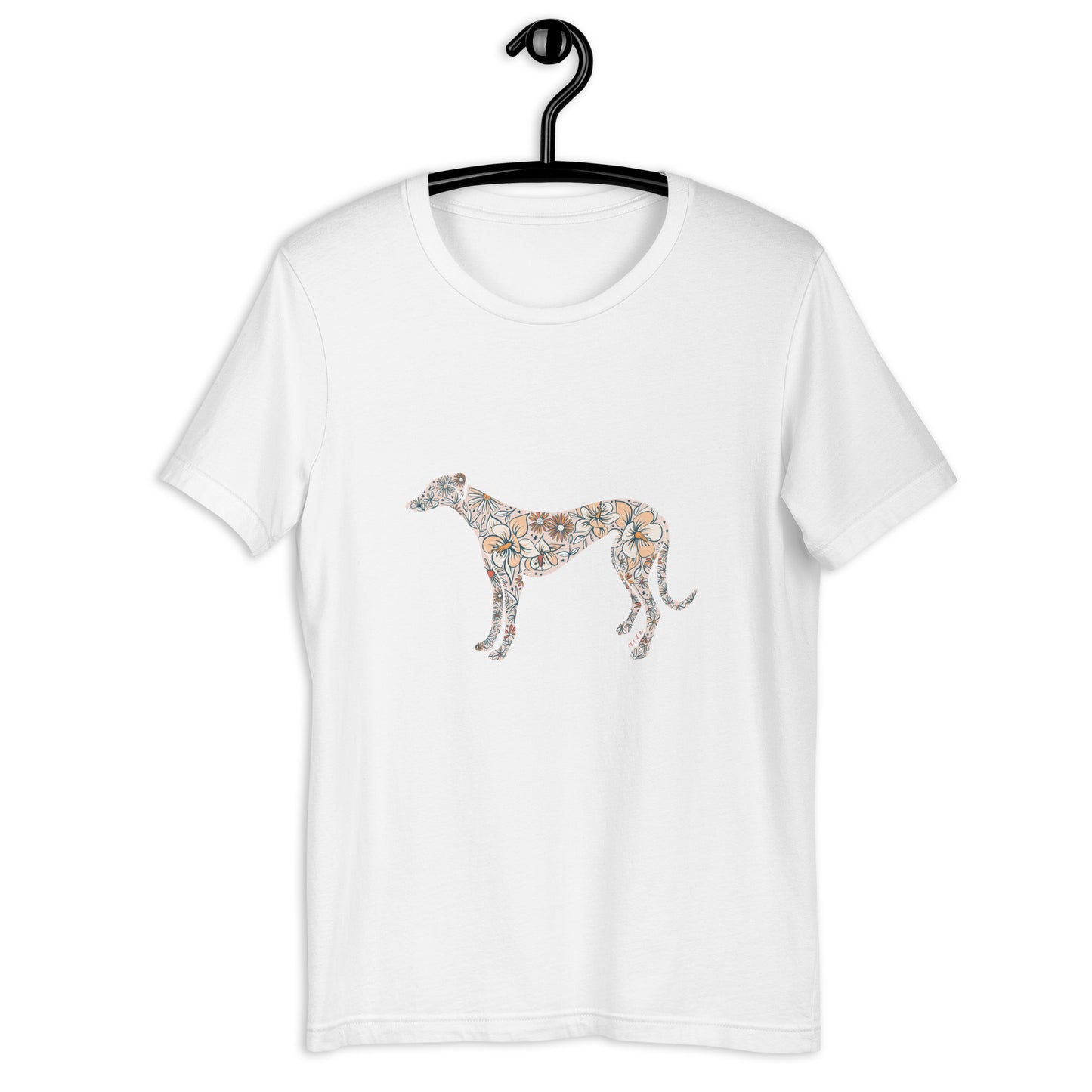 Floral Greyhound White Cotton Unisex Tee