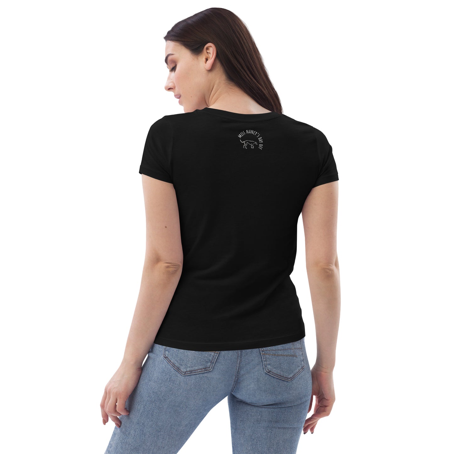 Women's fitted black eco tee - Strong Heart Vegan Power