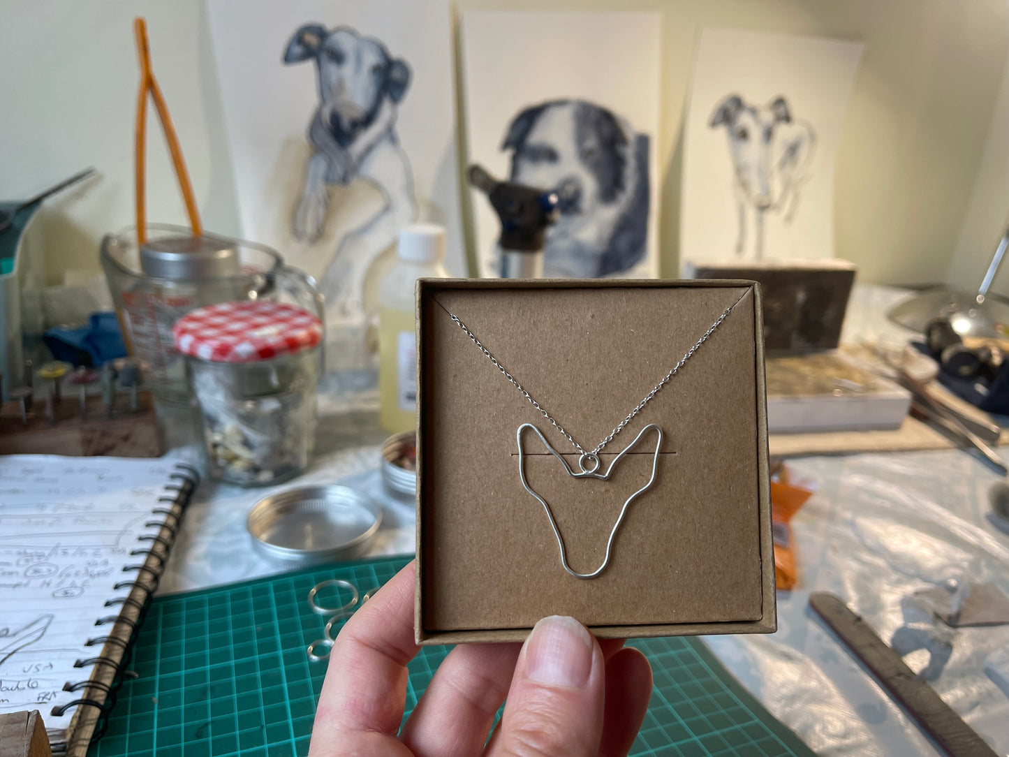 Custom Dog Silhouette Necklace - Sterling Silver