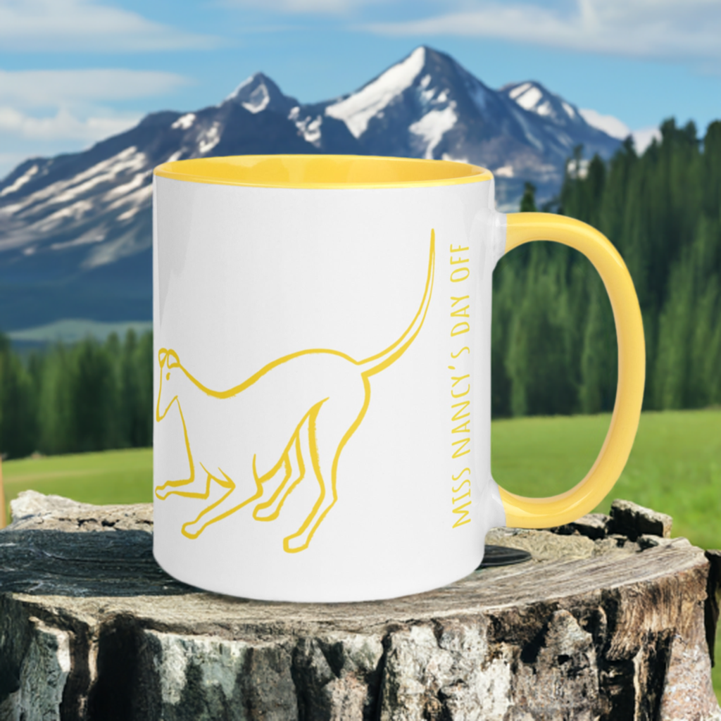 Miss Nancy’s Day Off Greyhound Mug with Color Inside